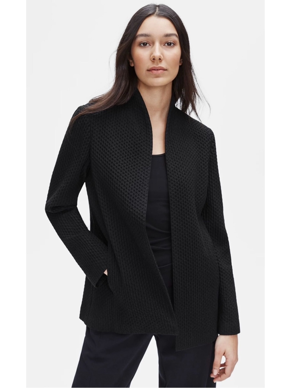 Eileen Fisher Tencel & Organic Cotton Honeycomb Shaped Jacket - Size Medium